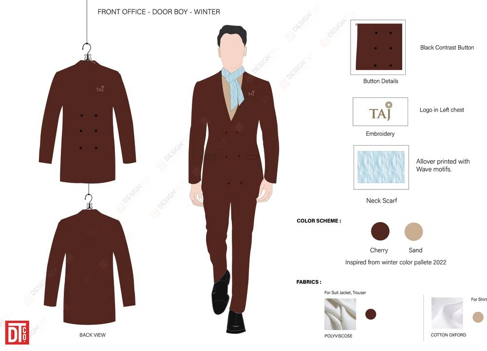 Designtex front office door boy winter uniform design with blazer and scarf 